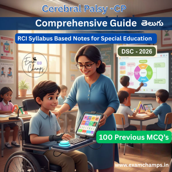 Cerebral Palsy (CP) Complete Study Material - RCI Syllabus Notes + 100 Practice Bits PDF- In Telugu