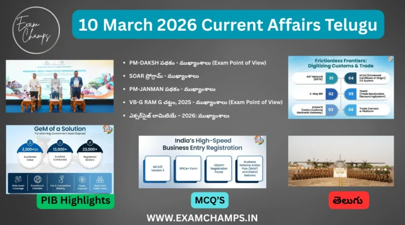 10 March 2026 Current Affairs Telugu
